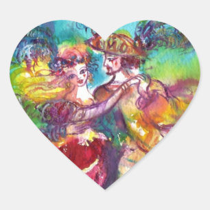 CARNIVAL DANCE Venetian MasqueraValentine Heart Hjärtformat Klistermärke