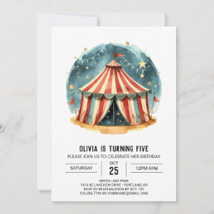 Carnival Digital Magic Circus Birthday Inbjudningar