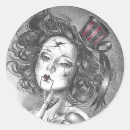 Carnival Doll Sticker Gothic Art Sticker Runt Klistermärke