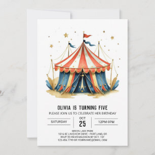 Carnival Editable Magic Circus Birthday Inbjudningar