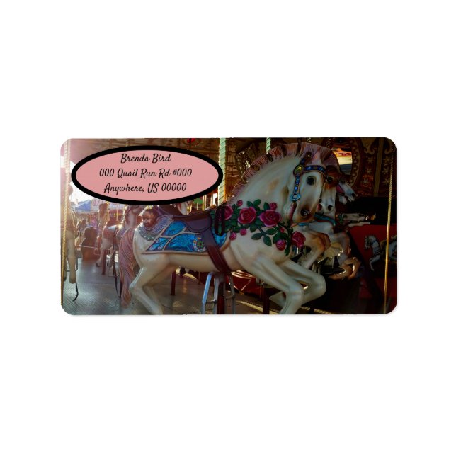 Carnival Fair Carousel Merry-Go-Roung Horse Adressetikett (Framsidan)