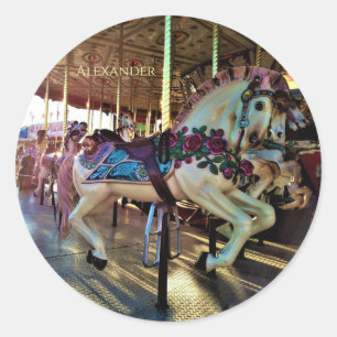 Carnival Fair Merry-Go Round Carousel Horse Runt Klistermärke