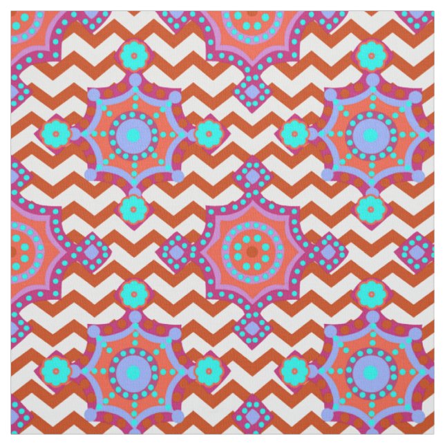 Carnival Färg | Chevron Boho Mönster Tyg (Provkarta)