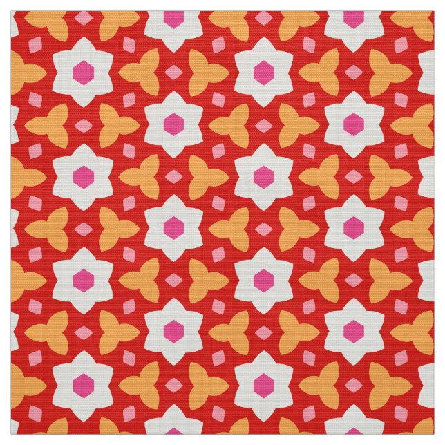 CARNIVAL - Geometric Botanical Flower Cute Blommig Tyg (Prov)