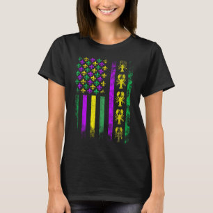 Carnival Mardi Gras Usa American Flagga Kräftor Pa T Shirt