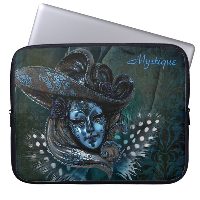 Carnival Mask - Blue Damask Laptop sleeve (Framsidan)