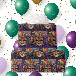Carnival Mask Feathers Mardi Gras Roll of Presentpapper