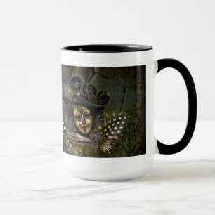 Carnival Mask-Grönt Damask Mugg