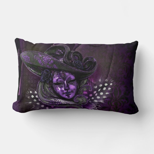 Carnival Mask-Lila Damask Dekorativ kudde (Framsida)