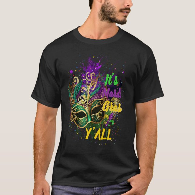 Carnival Masquerade Mask Mardi Gras Yall Cool T Shirt (Framsida)