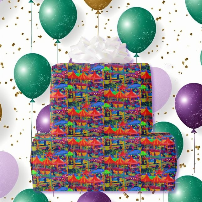 Carnival Modern Abstrakt Painting Birthday Gift Presentpapper (Skapare uppladdad)