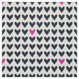 CARNIVAL - Mörk Grått och Shock rosa Valentinhjärt Tyg