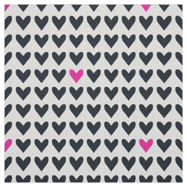 CARNIVAL - Mörk Grått och Shock rosa Valentinhjärt Tyg (Prov)