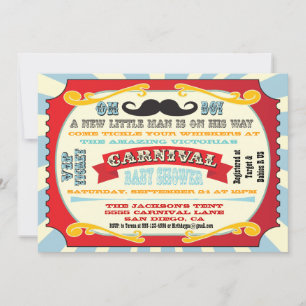 Carnival Mustache Baby dusch-inbjudan Inbjudningar