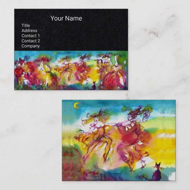 CARNIVAL NIGHT Masqueradance,Music Black Papper Visitkort (Fram/baksida)