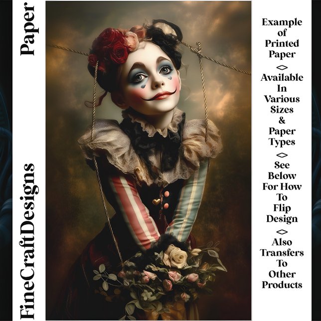 Carnival Noir Cirkus Söt Flicka CN4 Scrapbookpappe (Skapare uppladdad)