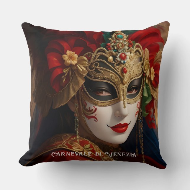 Carnival of Venice-mask rosenguld Kudde (Framsida)