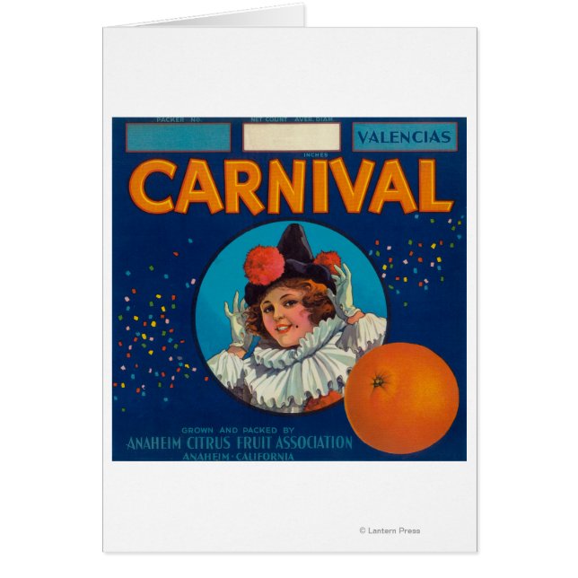 Carnival Orange LabelAnaheim, CA Hälsningskort (Framsidan)