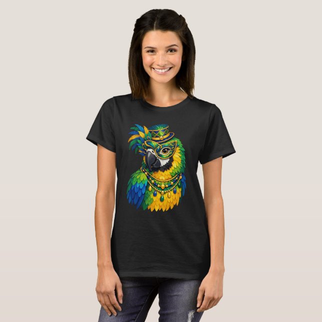 Carnival Parrot Colorful Graphic T-Shirt (Hel framsida)