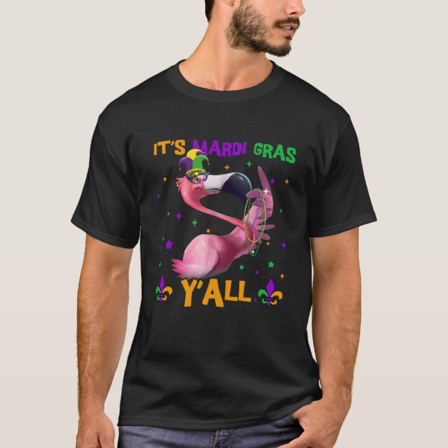 Carnival Party Flamingo Mardi Gras T Shirt (Framsida)