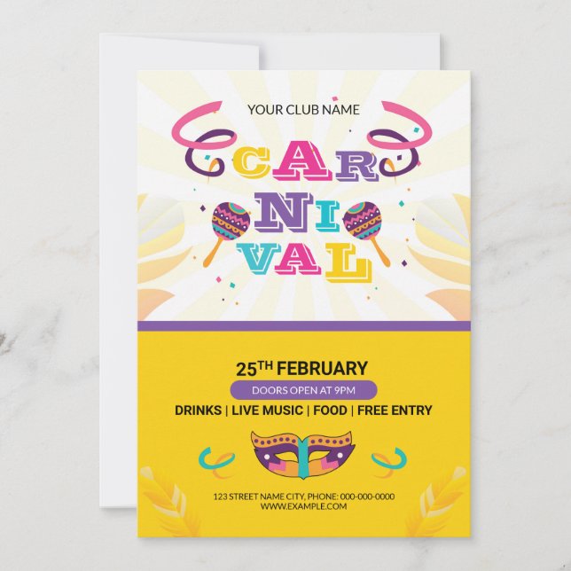 Carnival Party Flyer-inbjudan Inbjudningar (Framsida)
