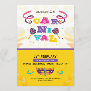 Carnival Party Flyer-inbjudan Inbjudningar