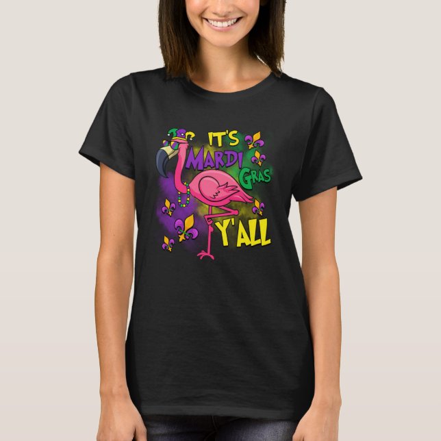 Carnival Party Gift Idea Flamingo Mardi Gras T Shirt (Framsida)