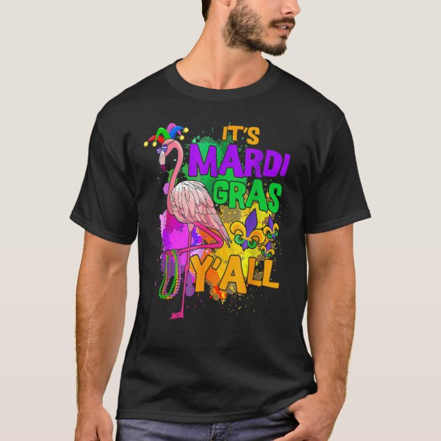 Carnival Party Gift Idea Flamingo Mardi Gras T Shirt (Framsida)