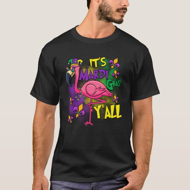 Carnival Party Gift Idea Flamingo Mardi Gras T Shirt (Framsida)