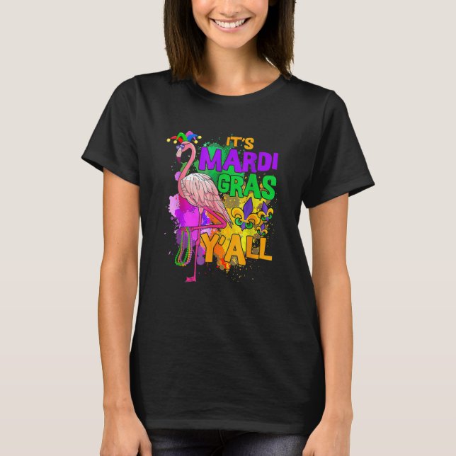 Carnival Party Gift Idea Flamingo Mardi Gras T Shirt (Framsida)