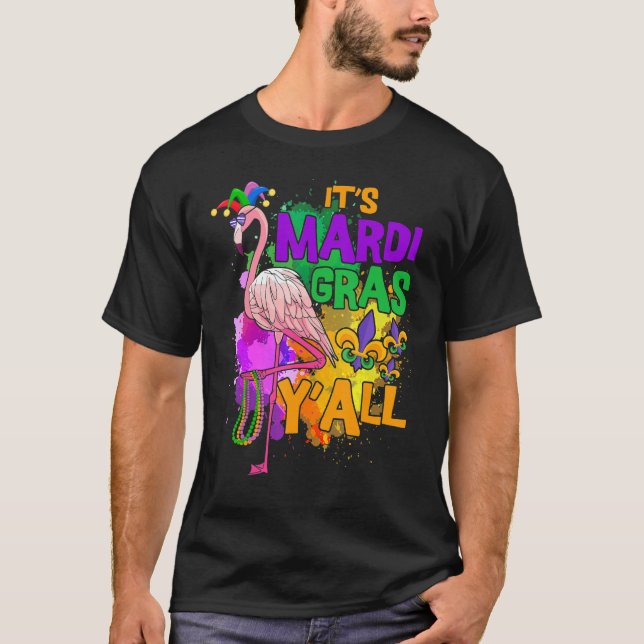 Carnival Party Idea Flamingo Mardi Gras 11 T Shirt (Framsida)