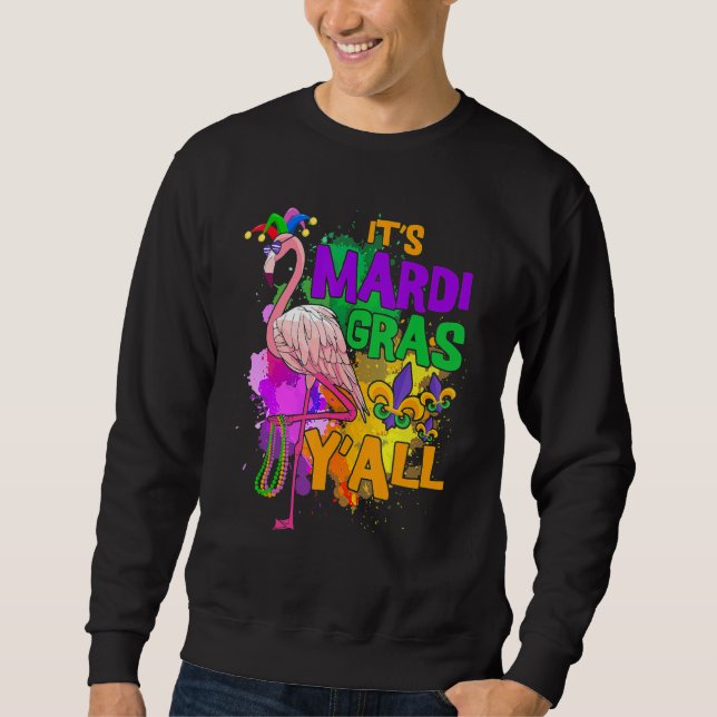Carnival Party Idea Flamingo Mardi Gras 2 Lång Ärmad Tröja (Framsida)