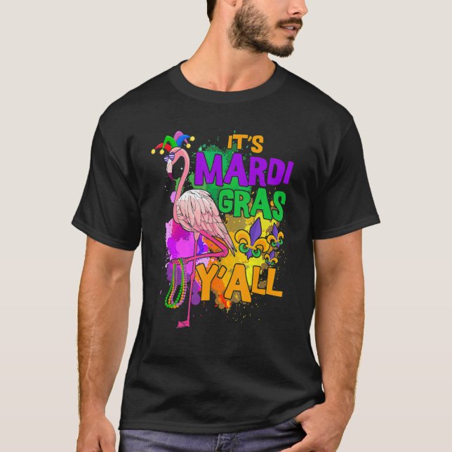 Carnival Party Idea Flamingo Mardi Gras 2 T Shirt (Framsida)