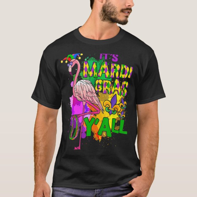 Carnival Party Idea Flamingo Mardi Gras 4 T Shirt (Framsida)