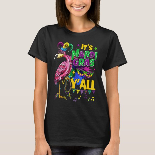 Carnival Party Idea Flamingo Mardi Gras 5 T Shirt (Framsida)