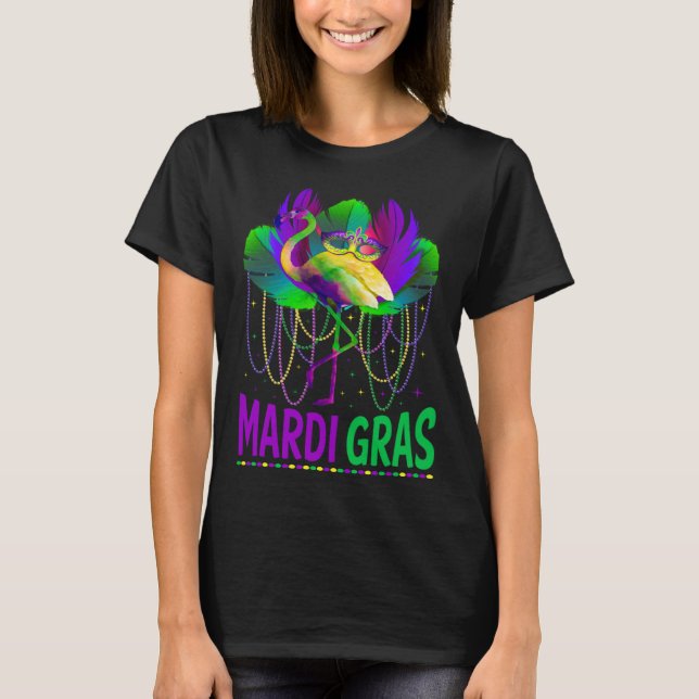 Carnival Party  Idea Flamingo Mardi Gras T Shirt (Framsida)