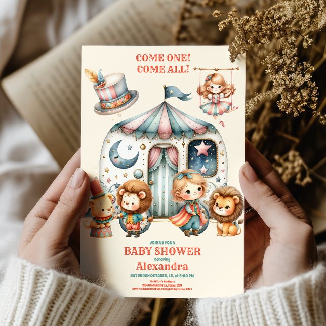 Carnival Party Rosa Circus Baby Shower Inbjudningar (Skapare uppladdad)