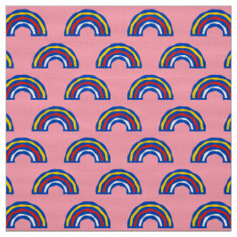 CARNIVAL - Primära Färg Retro Rainbows på Rosa Tyg