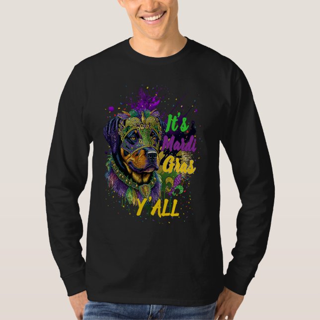 Carnival Rottweiler Mardi Gras Yall Masquerade T Shirt (Framsida)