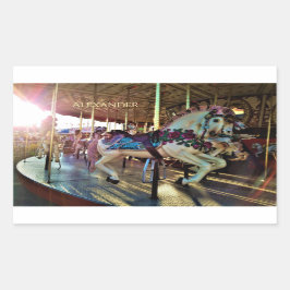 Carnival State Fair Merry-Go Round Carousel Horse Rektangulärt Klistermärke