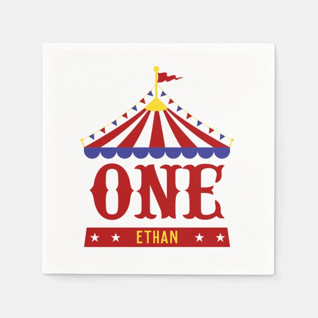 Carnival Tema Anpassningsbar Första Födelsedagsfes Pappersservett (Framsidan)