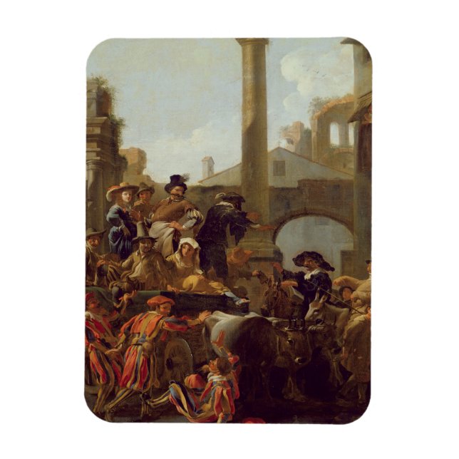 Carnival Time in Rom, 1653 (oil on canvas) Magnet (Vertikal)