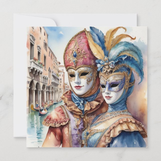 Carnival vid Venedig-Italien Venetian Mask Julkort (Framsida)