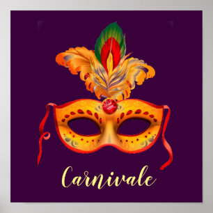 Carnivale slogan Royal lila maskerad Poster