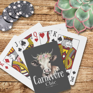Carnivar Chic Cute Pastel Blommigt Cow Casinokort