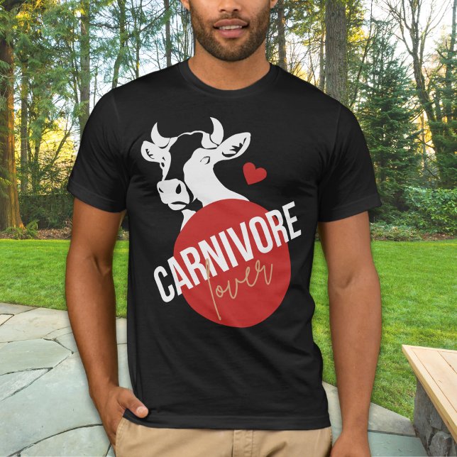 Carnivore Älskare Funny Cow Unisex T Shirt (Indulge your primal passion with our 'Carnivore Lover' tee featuring a bold cow head design. )
