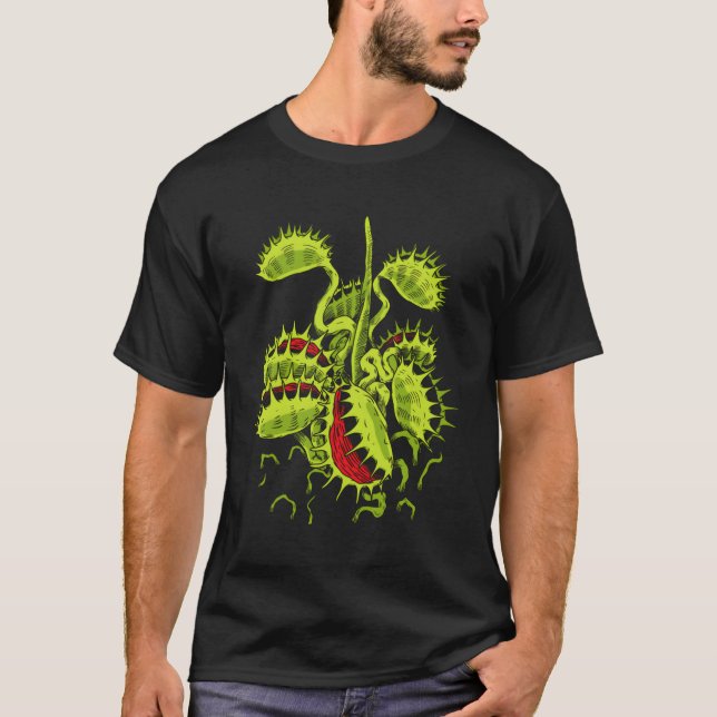 Carnivorous Plant Venus Fly Trap Botanical T Shirt (Framsida)