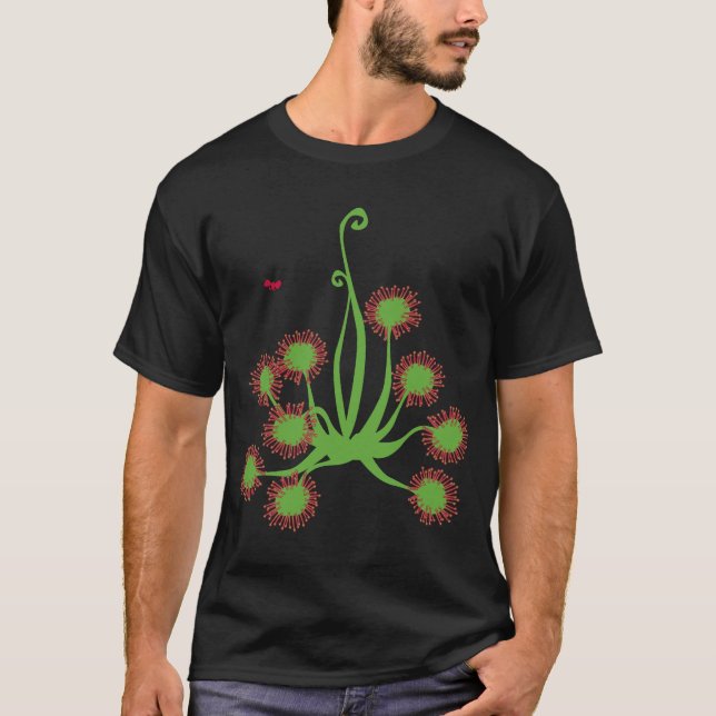 Carnivorous Sundew växt T Shirt (Framsida)
