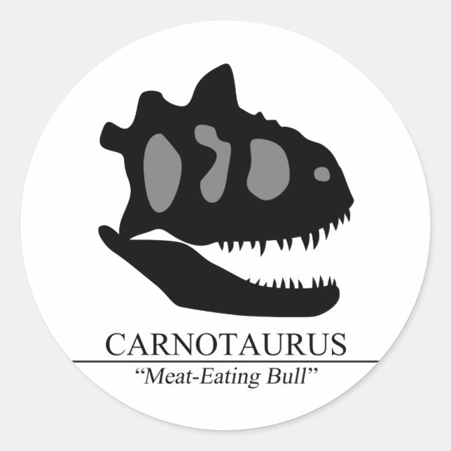 Carnotaurus Skull Runt Klistermärke (Framsida)