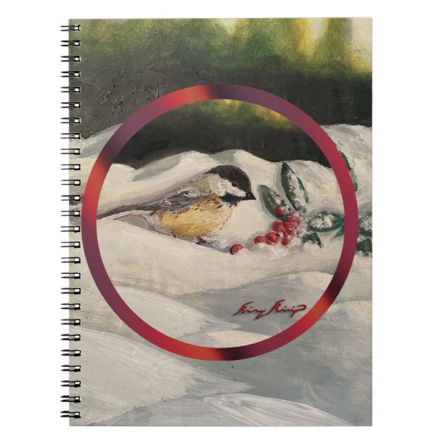 Carol Chick-a-Dee med Mistel  Anteckningsbok (Framsidan)